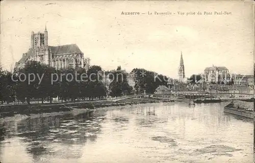 Auxerre La Passerelle Cathedrale vue prise du Pont Paul Bert Kat. Auxerre