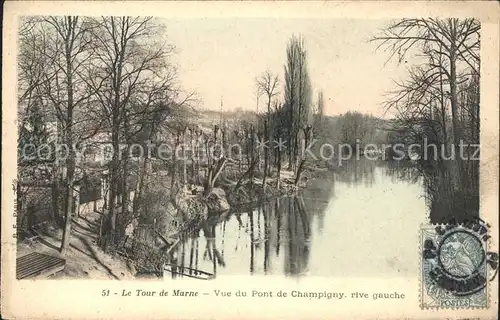 Champigny Marne Tour de Marne rive gauche Stempel auf AK Kat. Champigny