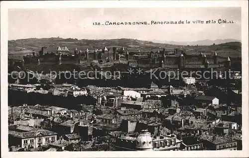 Carcassonne Panorama et la Cite Festung Kat. Carcassonne