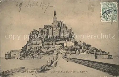 Mont Saint Michel Abbaye vu de la Digue Stempel auf AK Kat. Pontorson