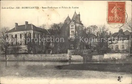 Romorantin Lanthenay Sous Prefecture et Palais de Justice Stempel auf AK Kat. Romorantin Lanthenay