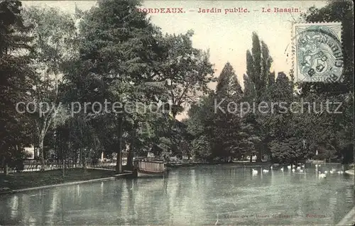 Bordeaux Jardin public Bassin Stempel auf AK Kat. Bordeaux