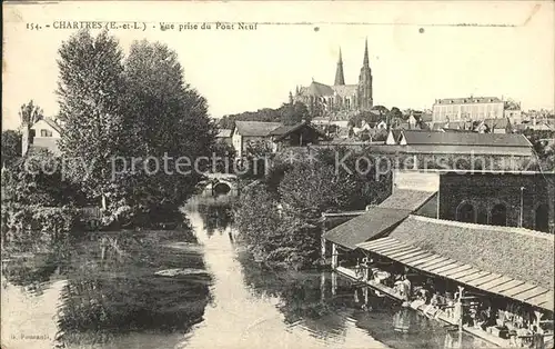 Chartres Eure et Loir Vue prise du Pont Neuf Cathedrale Kat. Chartres