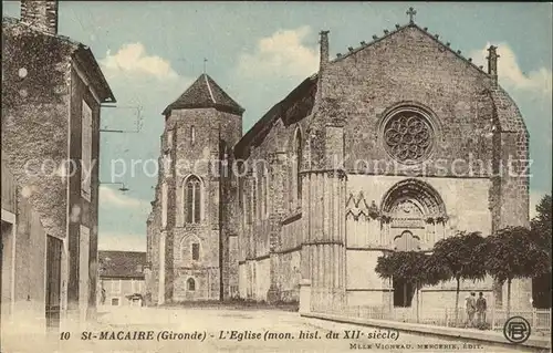 Saint Macaire Eglise Monument historique XII siecle Kat. Saint Macaire