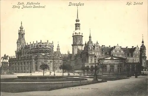 Dresden Schloss Hofkirche Koenig Johann Denkmal Kat. Dresden Elbe