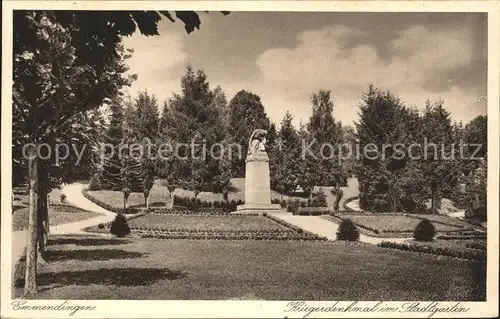 Emmendingen Kriegerdenkmal mit Stadtgarten Kat. Emmendingen