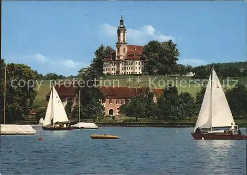 Birnau Klosterkirche Bodensee Segelboote Kat. Uhldingen Muehlhofen