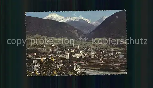 Brig Panorama Blick gegen Simplon Walliser Alpen Kat. Brig