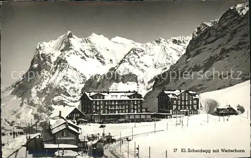 Kleine Scheidegg Interlaken Berghotel mit Wetterhorn Wintersportplatz Berner Alpen Zug Kat. Kleine Scheidegg