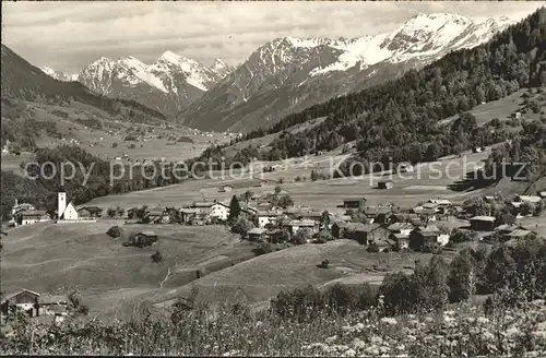 Serneus Panorama mit Silvrettagruppe Kat. Serneus