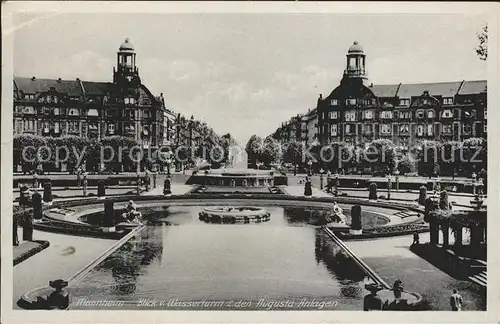 Mannheim Blick vom Wasserturm zu den Augusta Anlagen Brunnen Kat. Mannheim