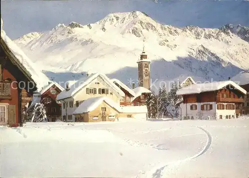 Andermatt Ortsansicht mit Kirche Badus Gotthardmassiv Winterimpressionen Kat. Andermatt