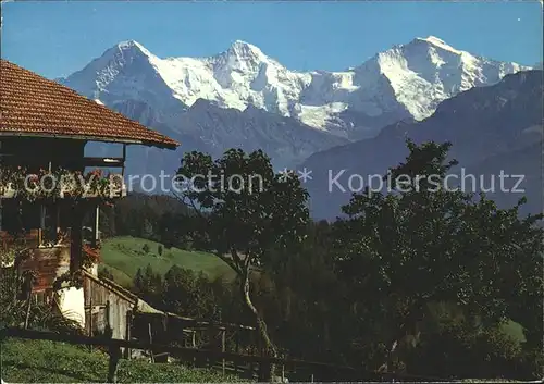 Beatenberg Panorama Blick auf Eiger Moench Jungfrau Berner Alpen Kat. Beatenberg