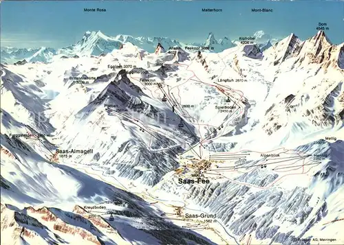 Saas Fee Panorama Skigebiet Saas Grund Saas Almagell Kat. Saas Fee