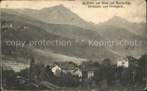 Alzing Traunstein mit Blick auf Maria Eck Hochfelln Hochgern Chiemgauer Alpen Kat. Siegsdorf