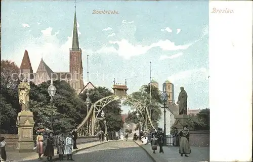 Breslau Niederschlesien Dombruecke Statue Kat. Wroclaw