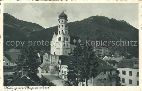 Bludenz Vorarlberg mit Kriegerdenkmal und Kirche Kat. Bludenz