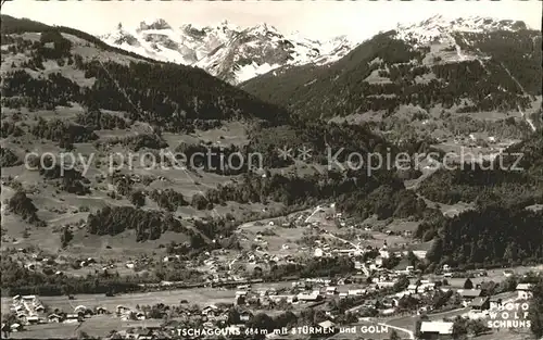 Tschagguns Vorarlberg mit 3 Tuermen und Golm Kat. Tschagguns