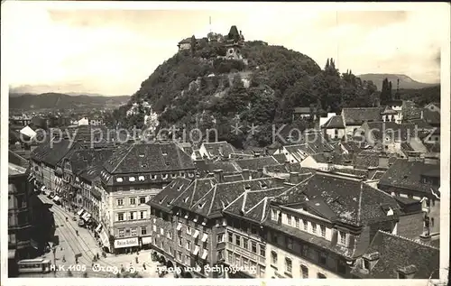 Graz Steiermark Hauptplatz mit Schlossberg Kat. Graz