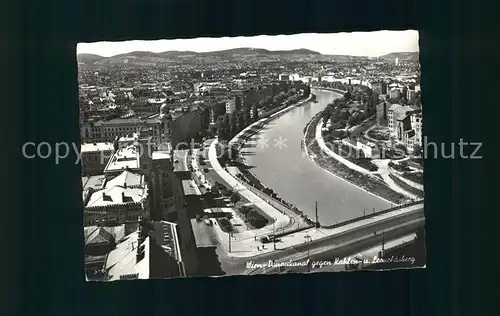 Wien Donaukanal mit Kahlen und Leopoldsberg Kat. Wien