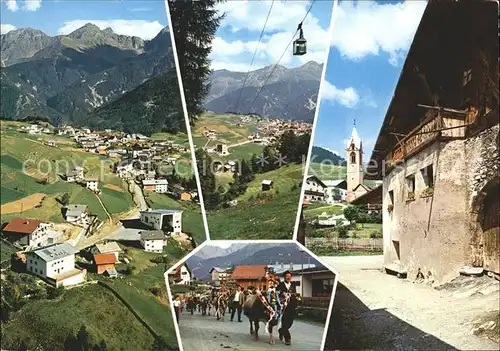 Serfaus Tirol Totalansicht Seilbahn Dorfpartie Almabtrieb Kat. Serfaus