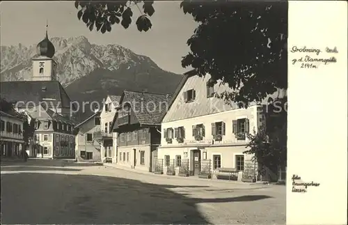 Groebming Steiermark Dorfpartie mit Kirche und Kammspitz Kat. Groebming