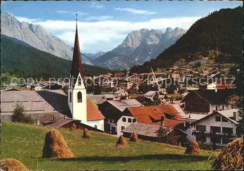 Seefeld Tirol Ortsansicht mit Kirche Alpenpanorama Karwendelgebirge Kat. Seefeld in Tirol