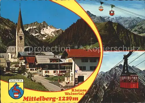 Mittelberg Vorarlberg Dorfstrasse Kirche Kabinenbahn Alpenpanorama Kleinwalsertal Kat. Mittelberg