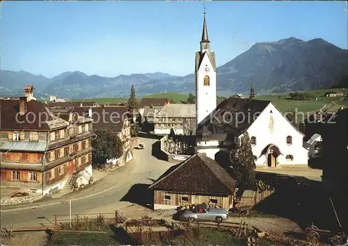Schwarzenberg Vorarlberg Dorfplatz Kirche Bregenzerwald Alpenpanorama Kat. Schwarzenberg