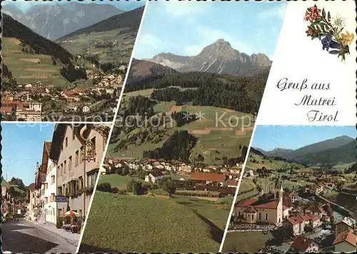 Matrei Brenner Dorfstrasse Gesamtansicht mit Alpenpanorama Alpenblumen Kat. Matrei am Brenner