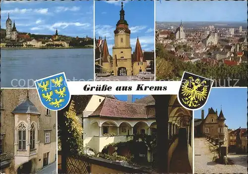 Krems Donau Steiner Tor Stadtmitte Goeglhaus Alte Post Wegscheid Wappen Kat. Krems an der Donau