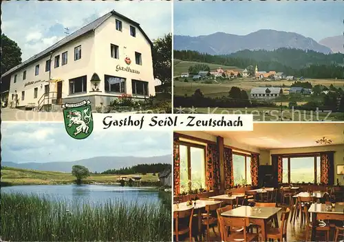 Zeutschach Gasthof Seidl Gaststube Teich Wappen Kat. Zeutschach