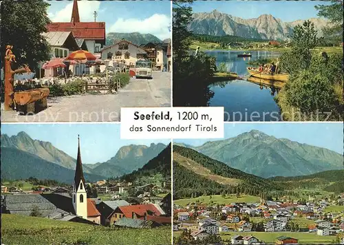 Seefeld Tirol Dorfstrasse Brunnen Wildsee Wettersteingebirge Karwendelgebirge Hocheder Kat. Seefeld in Tirol