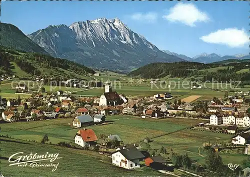 Groebming Steiermark Panorama Oberes Ennstal mit Grimming Dachsteingebirge Kat. Groebming