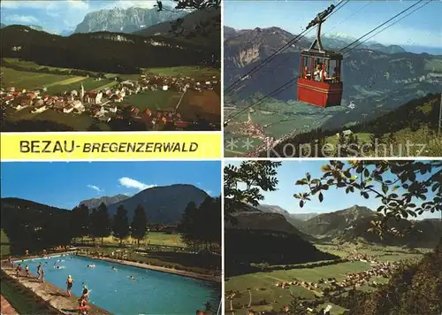 Bezau Vorarlberg Gesamtansicht mit Alpenpanorama Freibad Bergbahn Kat. Bezau