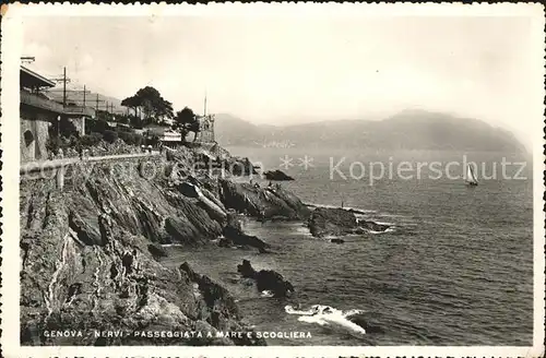 Genova Genua Liguria G. Nervi passeggiata a mare e scogliera Kat. Genova