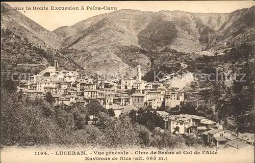Luceram Vue generale Cime de Braus et Col de l Able Route Excursion a Peira Cava Kat. Luceram