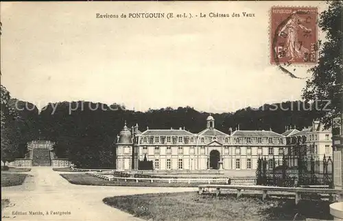 Pontgouin Chateau des Vaux Stempel auf AK Kat. Pontgouin