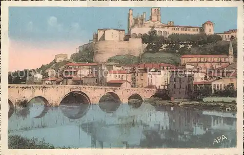 Beziers Vue generale et vieux pont Kat. Beziers