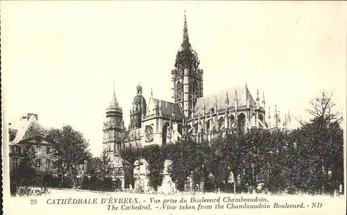 Evreux Cathedrale vue prise du Boulevard Chambeaudoin Kat. Evreux