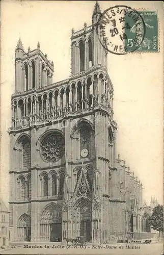 Mantes la Jolie Eglise Notre Dame Stempel auf AK Kat. Mantes la Jolie