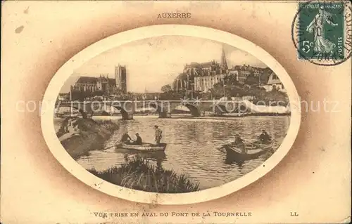 Auxerre Vue prise en aval du Pont de la Tournelle Stempel auf AK Kat. Auxerre