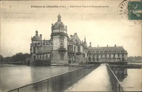 Chantilly Chateau Passerelle privee Stempel auf AK Kat. Chantilly