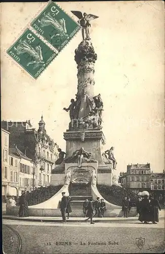 Reims Champagne Ardenne Fontaine Sube Stempel auf AK Kat. Reims