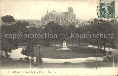 Reims Champagne Ardenne Vue prise de la Gare Monument Cathedrale Stempel auf AK Kat. Reims