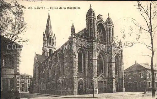 Nantes Loire Atlantique Eglise de la Madeleine Stempel auf AK Kat. Nantes