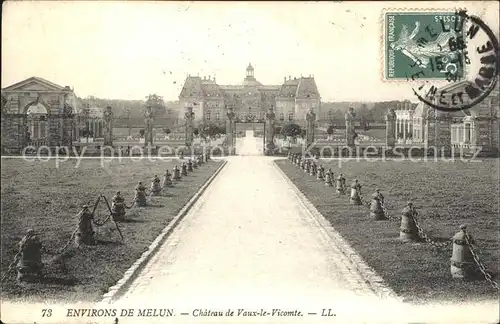 Melun Seine et Marne Chateau de Vaux le Vicomte Stempel auf AK Kat. Melun