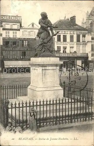 Beauvais Statue de Jeanne Hachette Monument Stempel auf AK Kat. Beauvais