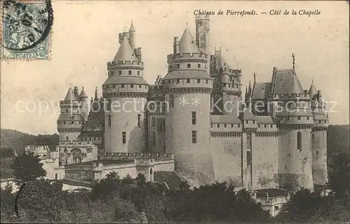 Pierrefonds Oise Chateau Cote de la Chapelle Stempel auf AK Kat. Pierrefonds