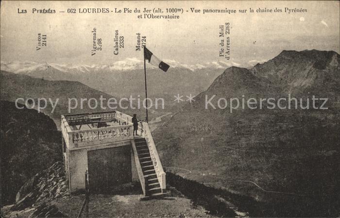 Lourdes Hautes Pyrenees Pic Du Jer Panorama Chaine Des Pyrenees Observatoire Kat Lourdes Nr Ka Oldthing Ansichtskarten Hautes Pyrenees